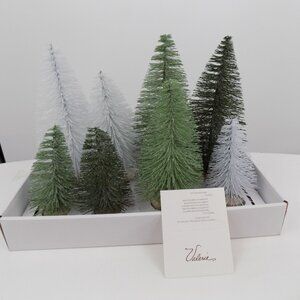 8 Valerie Assorted Bottle Brush Tabletop Christmas Tree Decorations Village Box